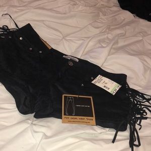Black fringe shorts NWT